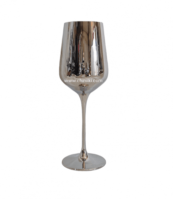 Метализирана чаша за вино 450 мл - сребро