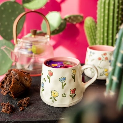 Керамична чаша с цветя за кафе или чай 350 мл MALIS 1, HOMLA Полша