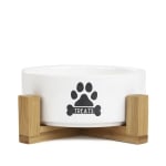 Купа за хранене на куче със стойка 13 x 7 см TREATS, декор лапичка, бял цвят, HOMLA Полша