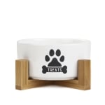 Купа за хранене на куче със стойка 16 x 10 см TREATS, декор лапичка, бял цвят, HOMLA Полша