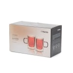 Комплект 2 броя двустенни чаши за кафе или чай 320 мл CEMBRA RETRO, кехлибарена дръжка, HOMLA Полша