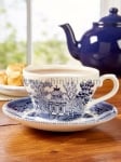 Blue Willow порцеланова чаша с чинийка за чай 200 мл, Churchill Англия